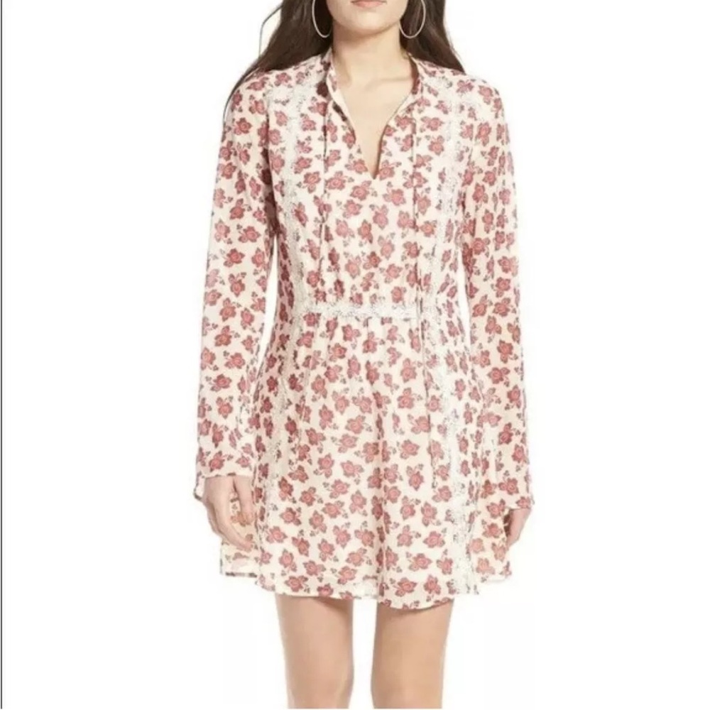 Tularosa Women's Dress Long Sleeve Floral Red/Ivory Size XS